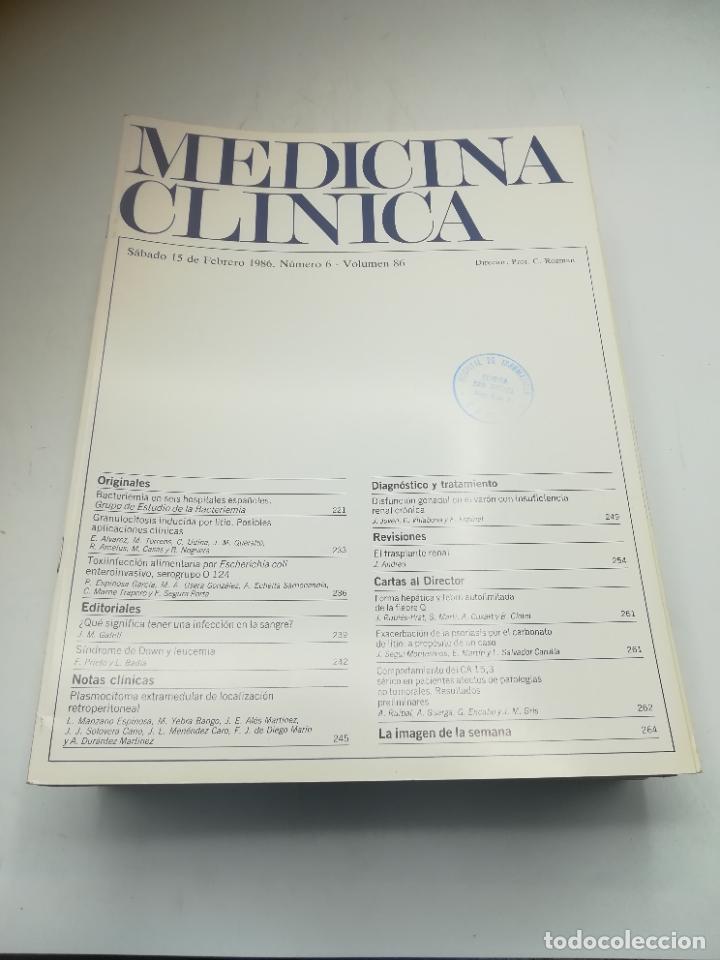 Second hand books: REVISTA. MEDICINA CL&Iacute;NICA. 15 FEBRERO 1986. N&ordm; 6. VOLUMEN 86. VER SUMARIO