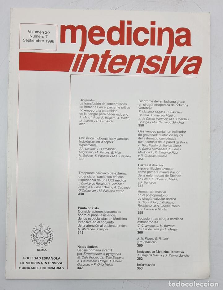 Gebrauchte B&uuml;cher: REVISTA MEDICINA INTENSIVA. VOL 20. N&ordm; 7. SEPTIEMBRE 1996. VER SUMARIO.