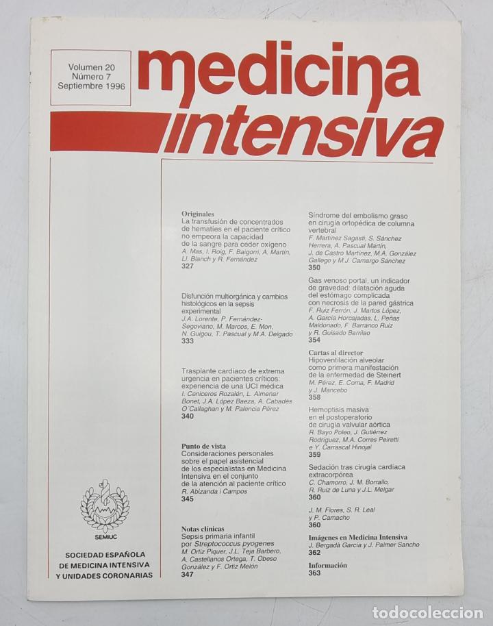 Gebrauchte B&uuml;cher: REVISTA MEDICINA INTENSIVA. VOL 20. N&ordm; 7. SEPTIEMBRE 1996. VER SUMARIO.