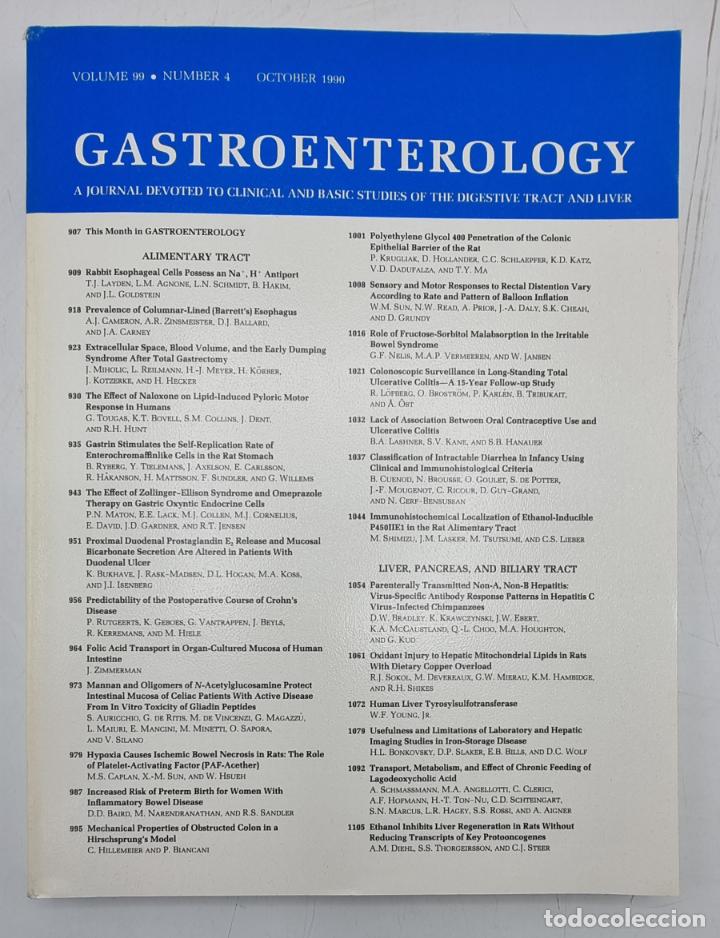 Gebrauchte B&uuml;cher: REVISTA MEDICA. GASTROENTEROLOGY. VOLUME 99. N&ordm; 4. OCTUBRE 1990. VER SUMARIO.