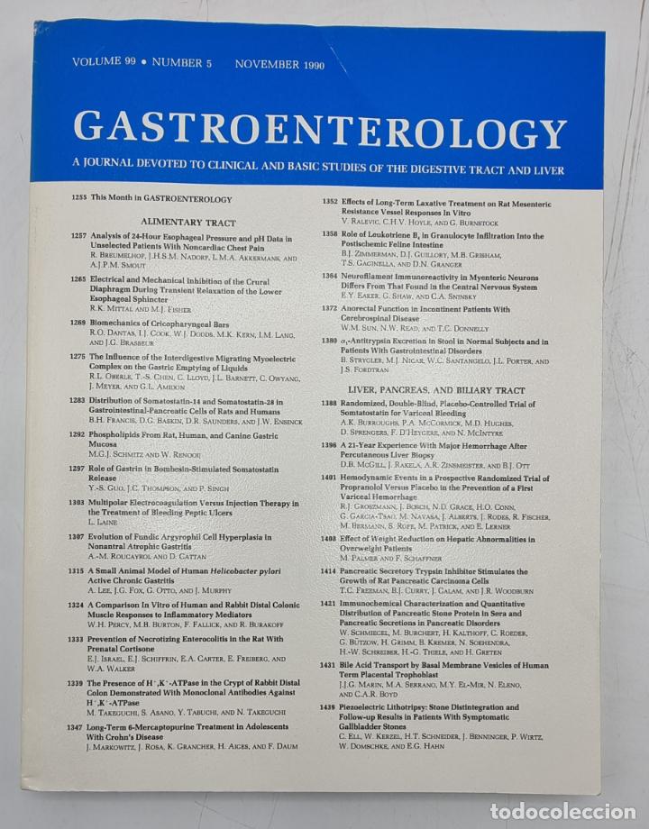 Gebrauchte B&uuml;cher: REVISTA MEDICA. GASTROENTEROLOGY. VOLUME 99. N&ordm; 5. NOVEMBER 1990. VER SUMARIO.