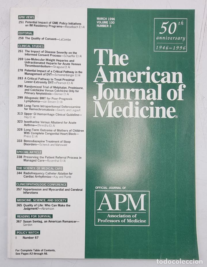 Gebrauchte B&uuml;cher: REVISTA MEDICA. THE AMERICAN JOURNAL OF MEDICINE. MARCH 1996. VOLUME 100 N&ordm; 3. VER SUMARIO.
