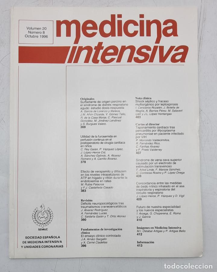 Libri di seconda mano: REVISTA MEDICINA INTENSIVA. VOL 20 . N&ordm; 8. OCTUBRE 1996. VER SUMARIO.