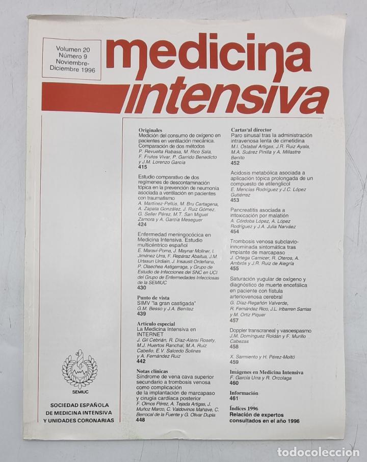 Libri di seconda mano: REVISTA MEDICINA INTENSIVA. VOL 20 . N&ordm; 9. DICIEMBRE 1996. VER SUMARIO.