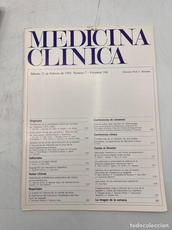 Libri di seconda mano: REVISTA. MEDICINA CL&Iacute;NICA. 25 DE FEBRERO 1995. N&ordm; 7. VOLUMEN 104. VER SUMARIO