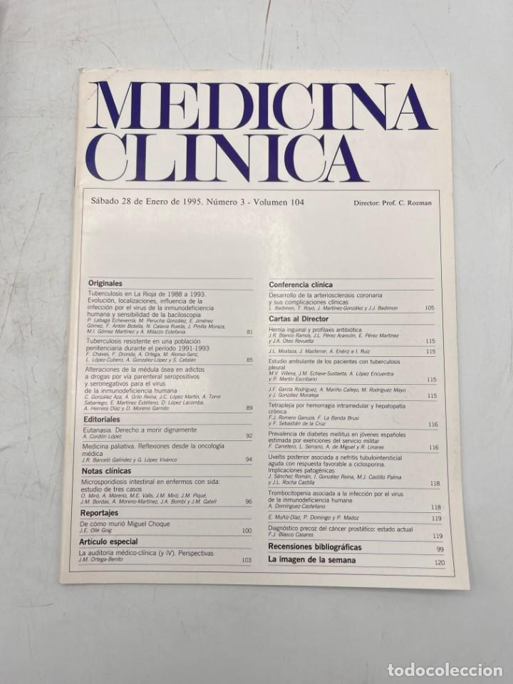 Libri di seconda mano: REVISTA. MEDICINA CL&Iacute;NICA. 28 DE ENERO 1995. N&ordm; 3. VOLUMEN 104. VER SUMARIO