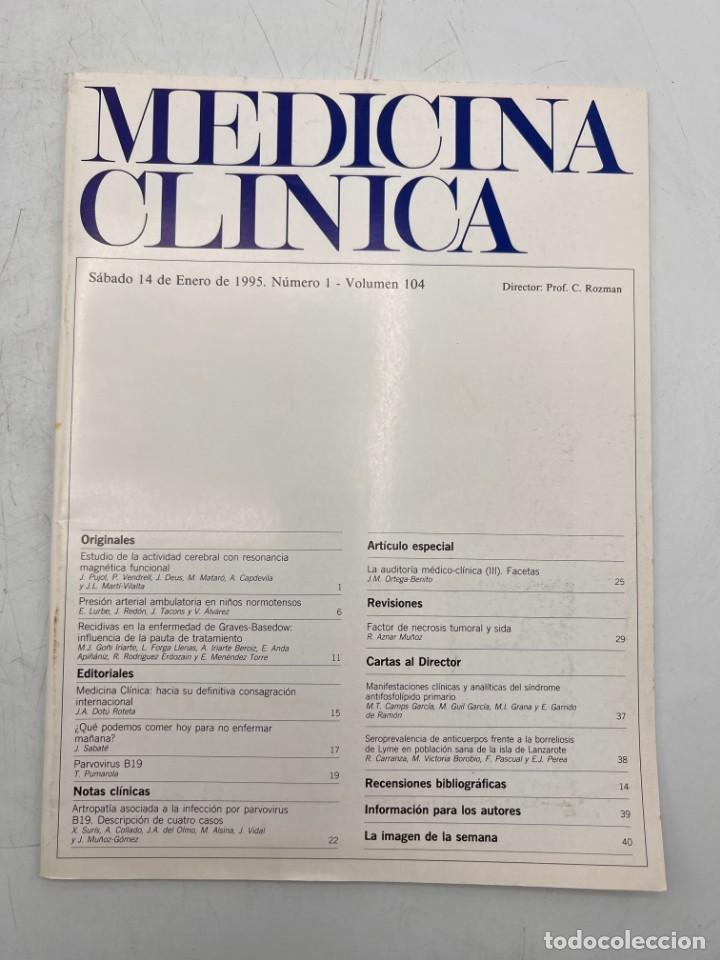 Libri di seconda mano: REVISTA. MEDICINA CL&Iacute;NICA. 14 DE ENERO 1995. N&ordm; 1. VOLUMEN 104. VER SUMARIO