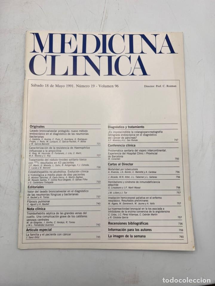 Libri di seconda mano: REVISTA. MEDICINA CL&Iacute;NICA. 18 DE MAYO 1991. N&ordm; 19. VOLUMEN 96. VER SUMARIO