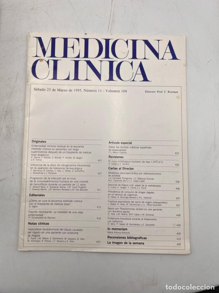 Libri di seconda mano: REVISTA. MEDICINA CL&Iacute;NICA. 25 DE MARZO 1995. N&ordm; 11. VOLUMEN 104. VER SUMARIO