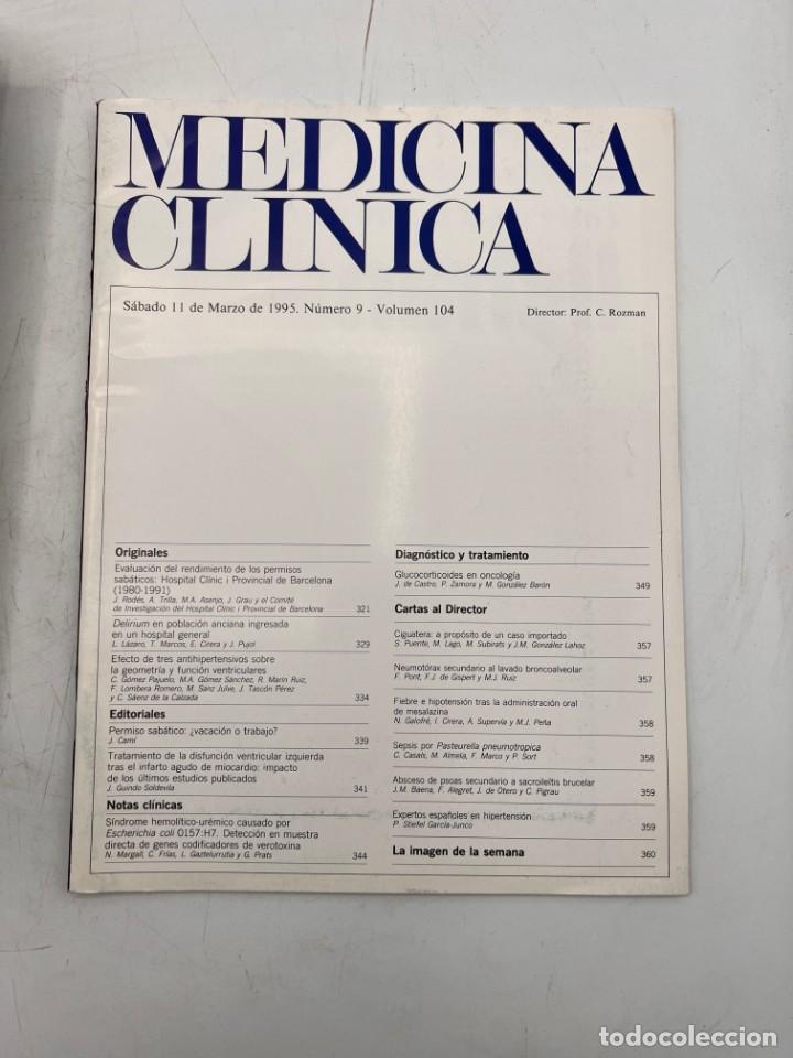 Libri di seconda mano: REVISTA. MEDICINA CL&Iacute;NICA. 11 DE MARZO 1995. N&ordm; 9. VOLUMEN 104. VER SUMARIO