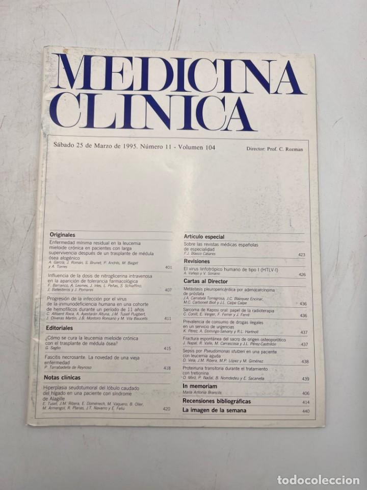 Libri di seconda mano: REVISTA. MEDICINA CL&Iacute;NICA. 25 DE MARZO 1995. N&ordm; 11. VOLUMEN 104. VER SUMARIO
