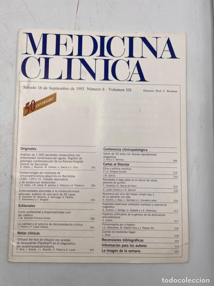 Libri di seconda mano: REVISTA. MEDICINA CL&Iacute;NICA. 18 DE SEPTIEMBRE 1993. N&ordm; 8. VOLUMEN 101. VER SUMARIO