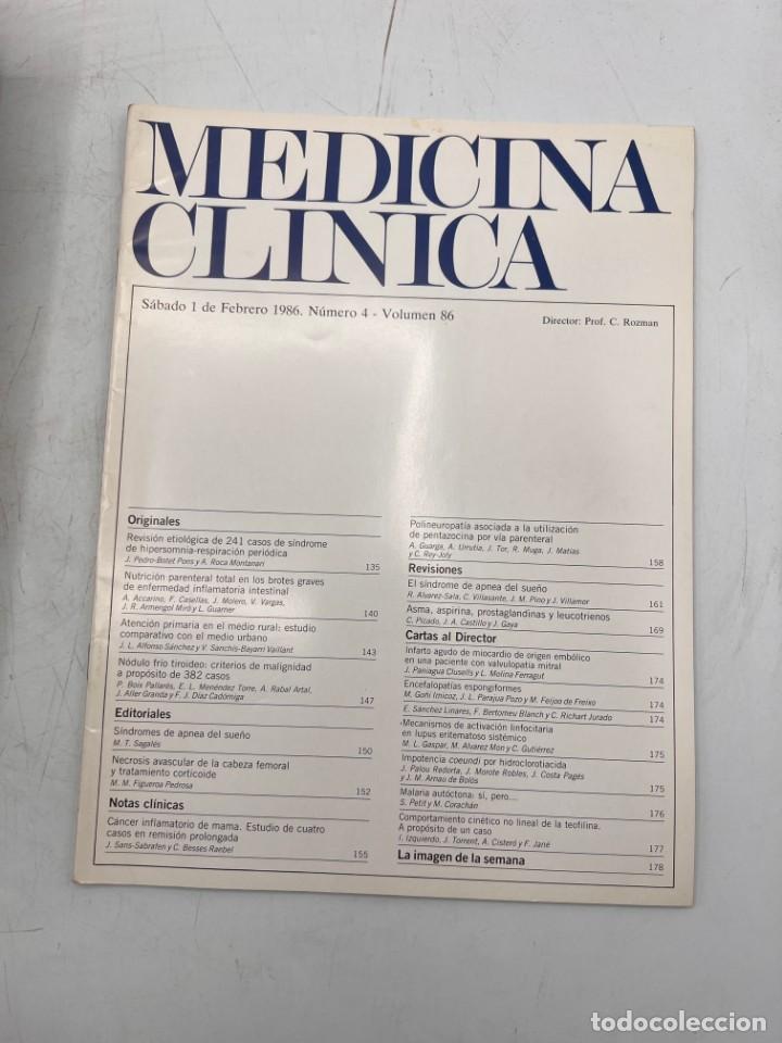 Libri di seconda mano: REVISTA. MEDICINA CL&Iacute;NICA. 1 DE FEBRERO 1986. N&ordm; 4. VOLUMEN 86. VER SUMARIO