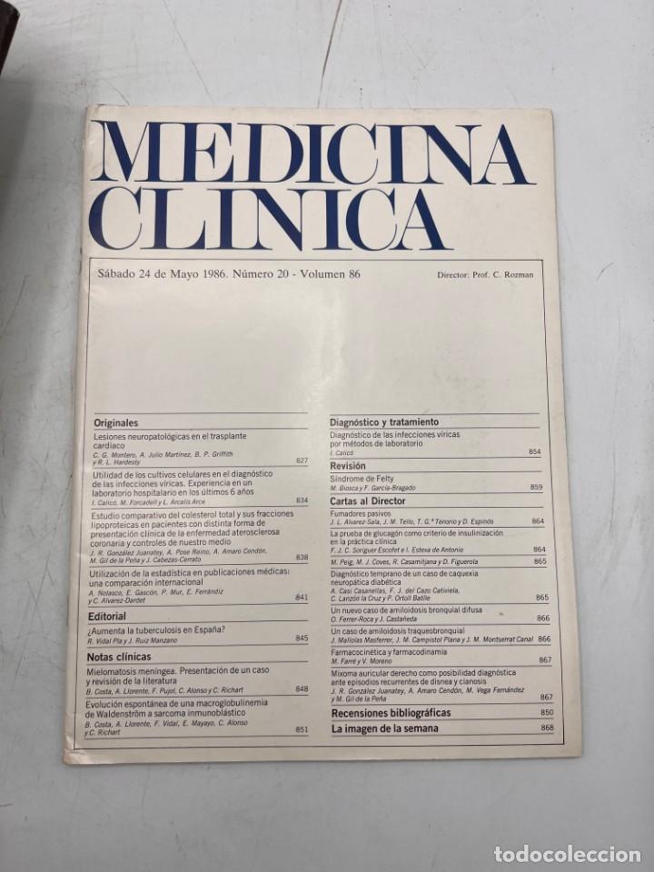 Libri di seconda mano: REVISTA. MEDICINA CL&Iacute;NICA. 24 DE MAYO 1986. N&ordm; 20. VOLUMEN 86. VER SUMARIO