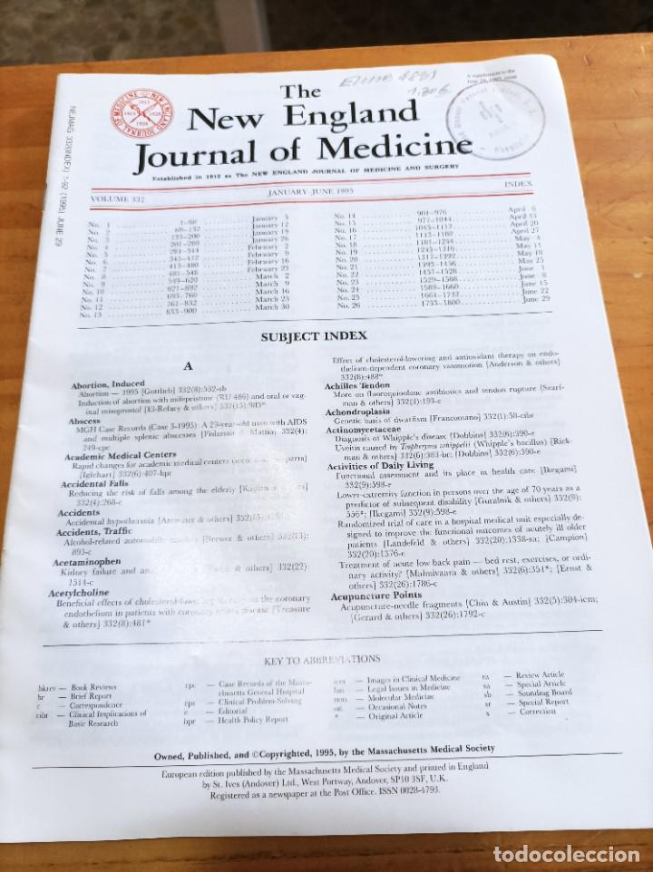 Second hand books: THE NEW ENGLAND JOURNAL OF MEDICINE,V.332,JANUARY-JUNE,1995,INDEX.VER &Iacute;NDICE.