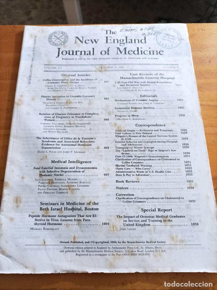 Second hand books: THE NEW ENGLAND JOURNAL OF MEDICINE,V.315, OCTOBER 16,1986,NUM.16.VER &Iacute;NDICE.