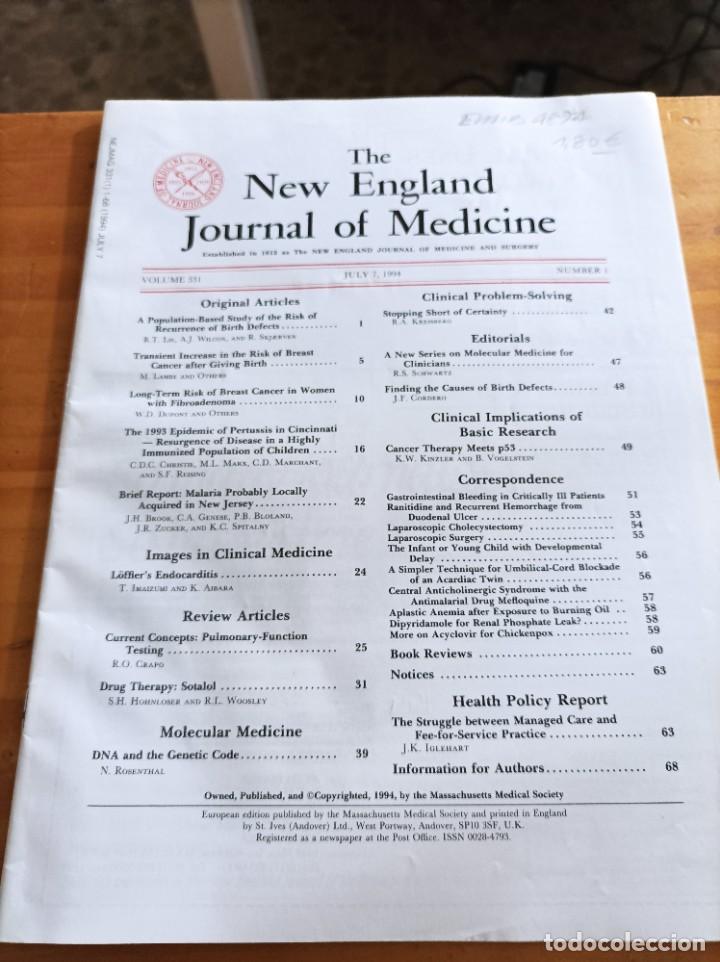 Second hand books: THE NEW ENGLAND JOURNAL OF MEDICINE,V.331, JULY 2,1994,N.1.VER &Iacute;NDICE.