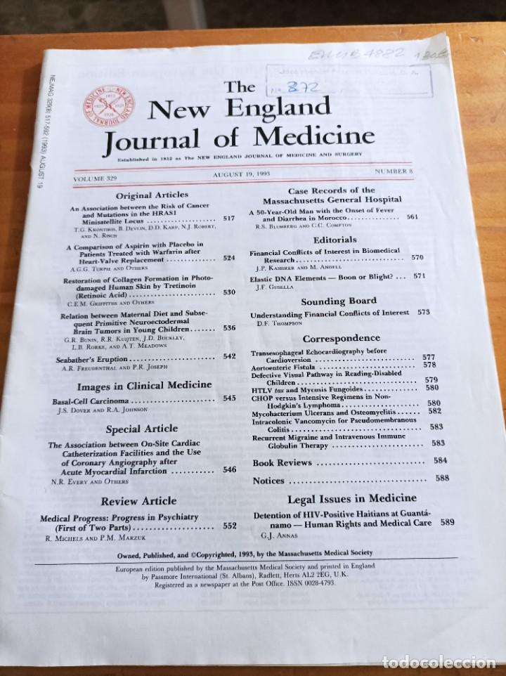 Second hand books: THE NEW ENGLAND JOURNAL OF MEDICINE,V.329, AUGUST 19,1993,N.8.VER &Iacute;NDICE.