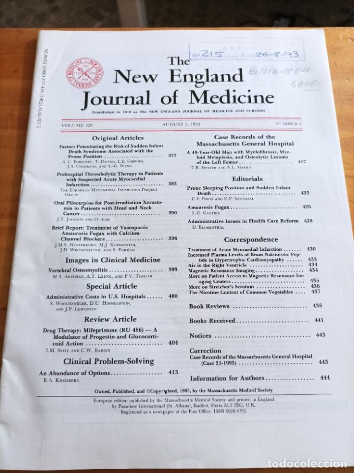 Second hand books: THE NEW ENGLAND JOURNAL OF MEDICINE,V.329, AUGUST 5,1993,N.6.VER &Iacute;NDICE.