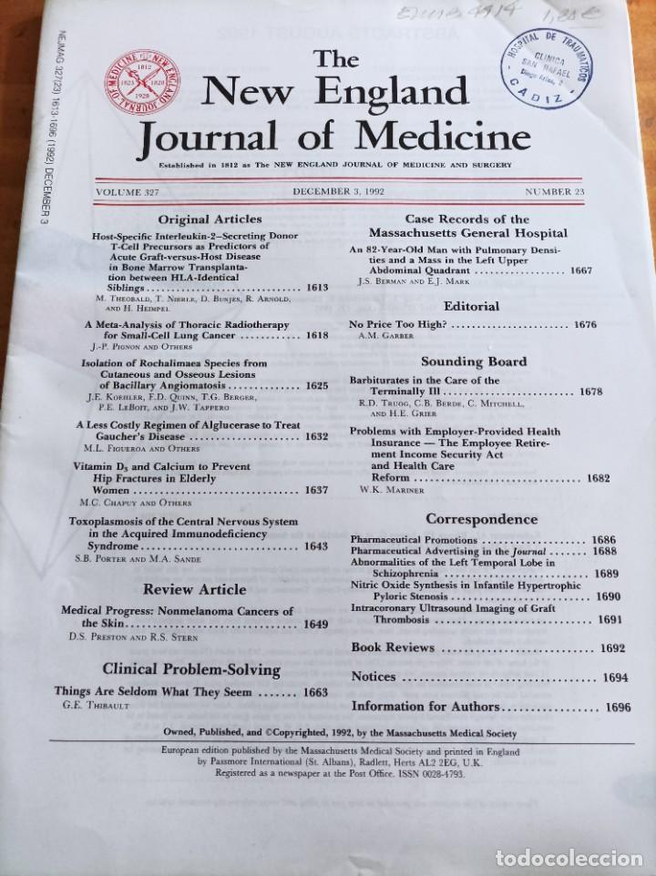Libri di seconda mano: THE NEW ENGLAND JOURNAL OF MEDICINE,V.327, DECEMBER 3,1992,N.23.VER &Iacute;NDICE.