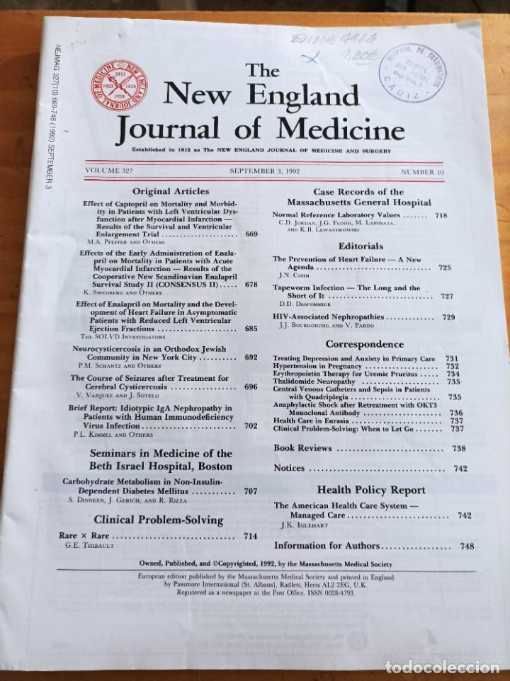 Libri di seconda mano: THE NEW ENGLAND JOURNAL OF MEDICINE,V.327, SEPTEMBER 3,1992,N.10.VER &Iacute;NDICE.