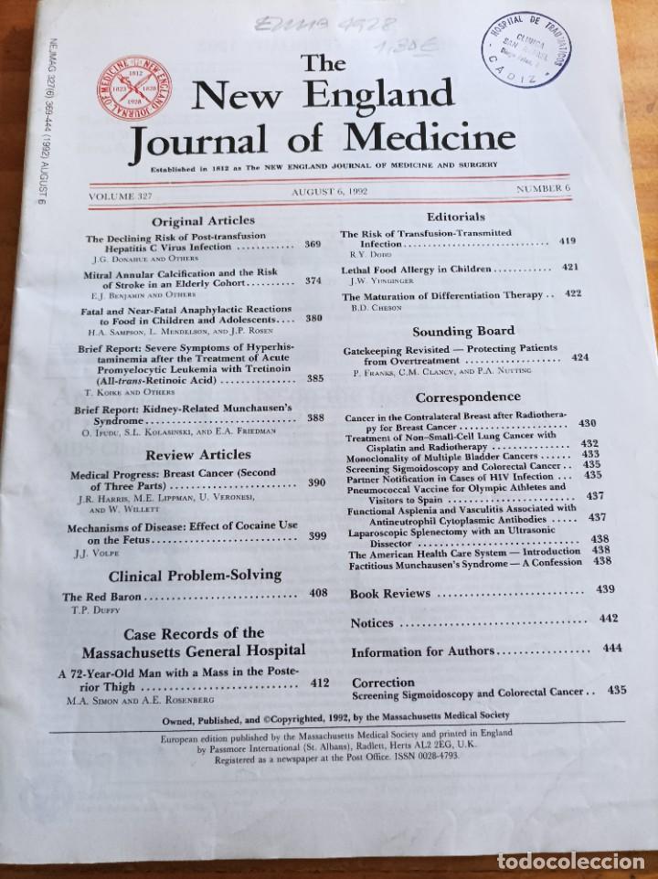Libri di seconda mano: THE NEW ENGLAND JOURNAL OF MEDICINE,V.327, AUGUST 6,1992,N.6.VER &Iacute;NDICE.
