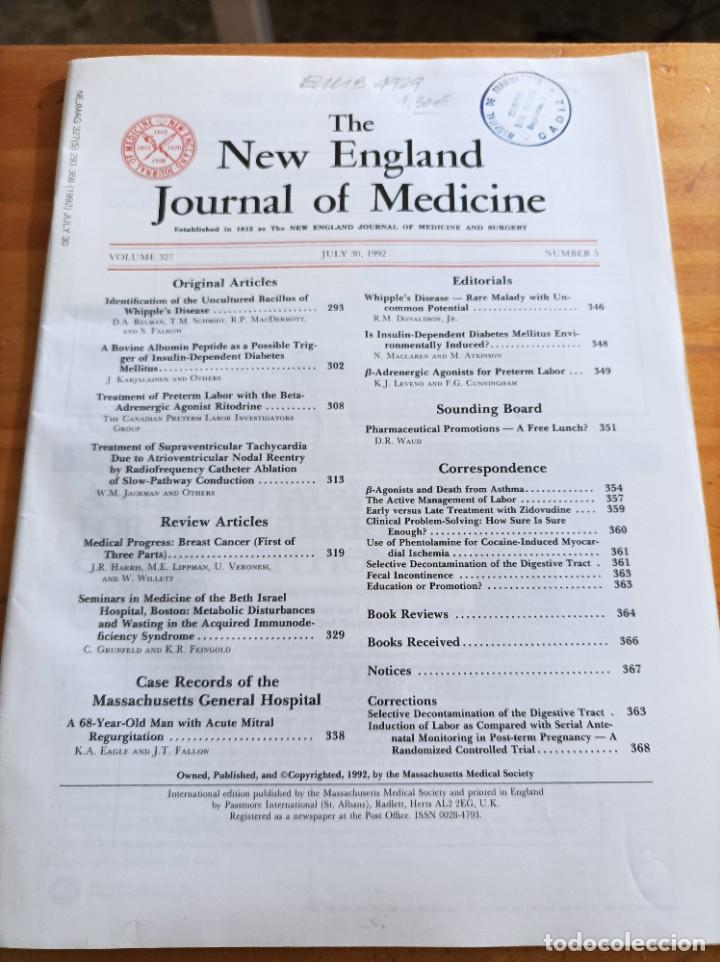Libri di seconda mano: THE NEW ENGLAND JOURNAL OF MEDICINE,V.327, JULY 30,1992,N.5.VER &Iacute;NDICE.