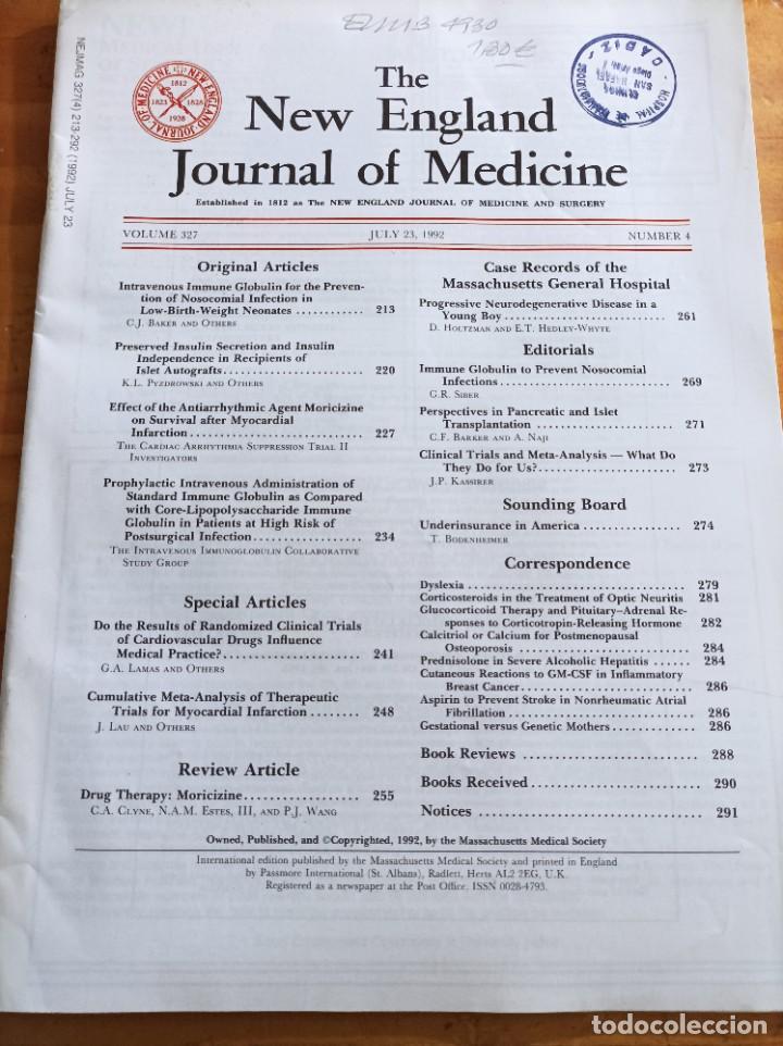Libri di seconda mano: THE NEW ENGLAND JOURNAL OF MEDICINE,V.327, JULY 23,1992,N.4.VER &Iacute;NDICE.
