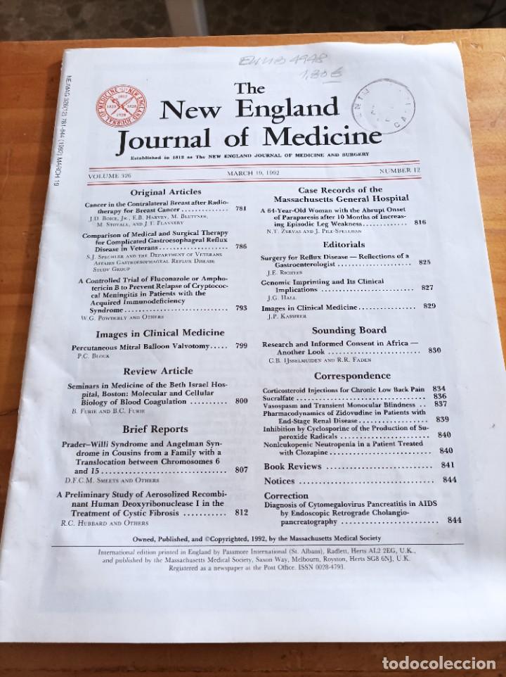 Libri di seconda mano: THE NEW ENGLAND JOURNAL OF MEDICINE,V.326, MARCH 19,1992,N.17.VER &Iacute;NDICE.