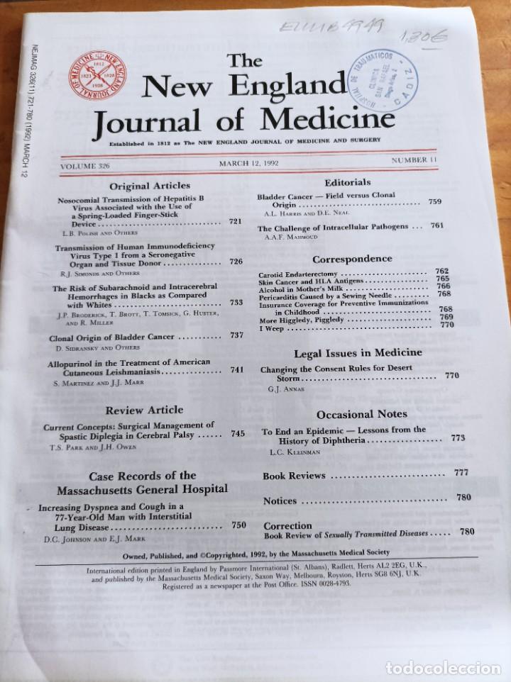 Libri di seconda mano: THE NEW ENGLAND JOURNAL OF MEDICINE,V.326, MARCH 12,1992,N.11.VER &Iacute;NDICE.
