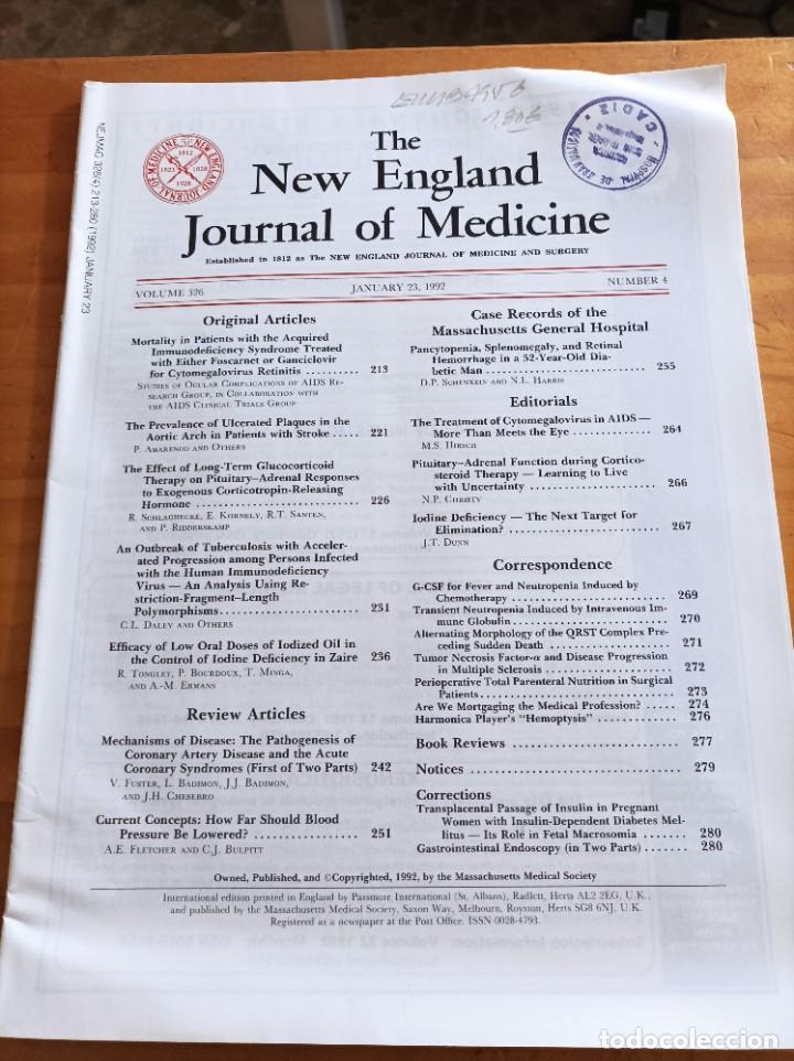 Second hand books: THE NEW ENGLAND JOURNAL OF MEDICINE,V.326 ,ENERO 23,1992,N.4.VER &Iacute;NDICE.
