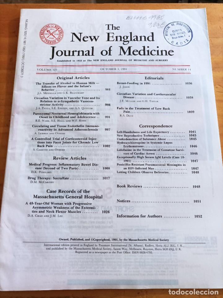 Second hand books: THE NEW ENGLAND JOURNAL OF MEDICINE,V.325, OCTOBER 3,1991,N.14.VER &Iacute;NDICE.