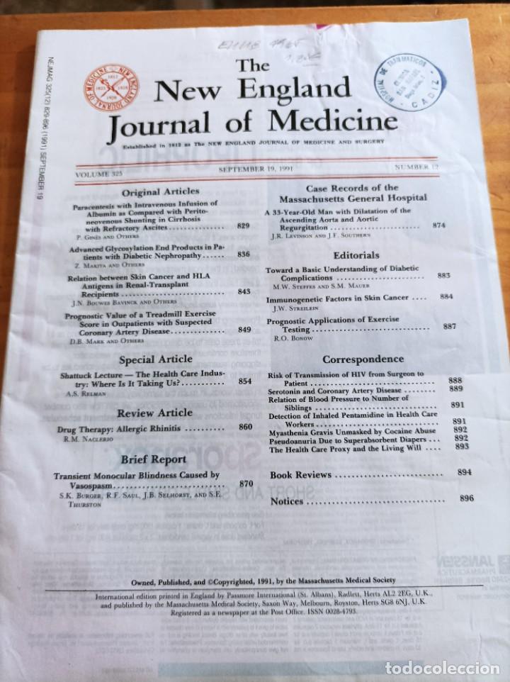 Second hand books: THE NEW ENGLAND JOURNAL OF MEDICINE,V.325, SEPTEMBER 19,1991,N.12.VER &Iacute;NDICE.