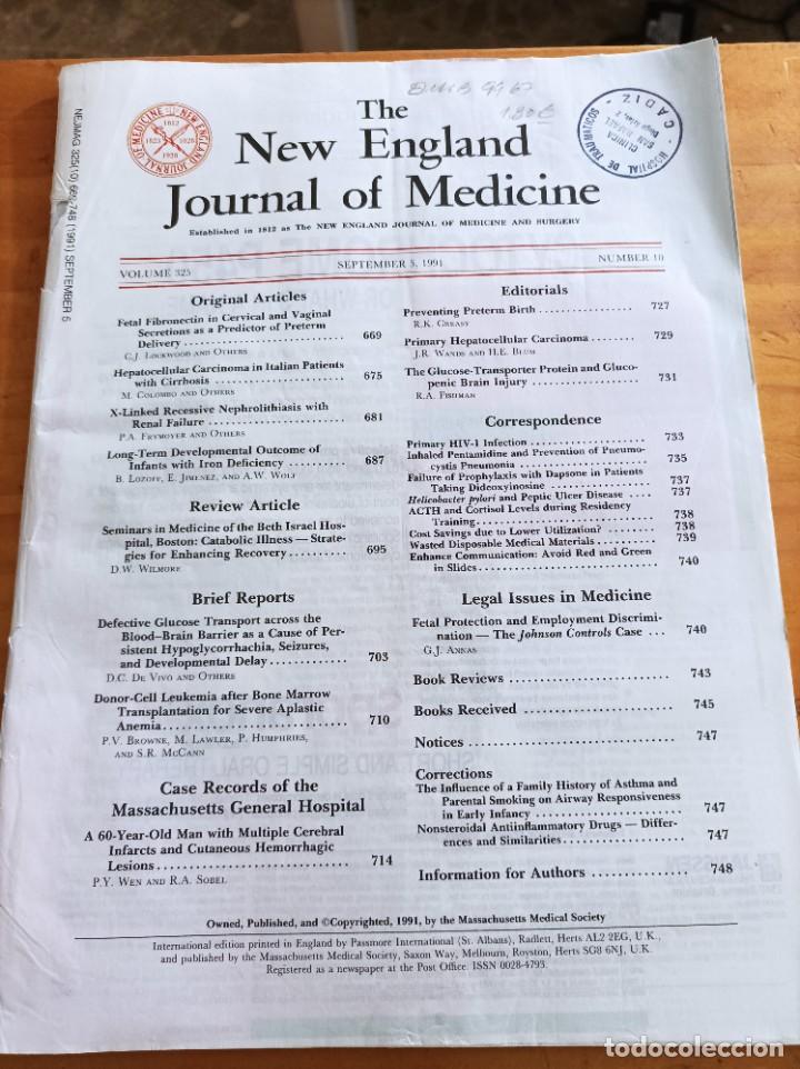 Second hand books: THE NEW ENGLAND JOURNAL OF MEDICINE,V.325, SEPTEMBER 5,1991,N.10.VER &Iacute;NDICE.