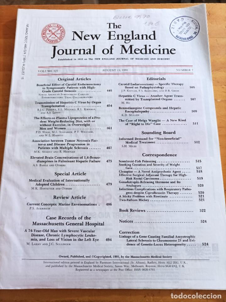 Second hand books: THE NEW ENGLAND JOURNAL OF MEDICINE,V.325, AUGUST 15,1991,N.7.VER &Iacute;NDICE.