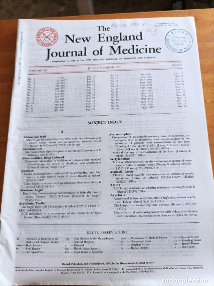 Second hand books: THE NEW ENGLAND JOURNAL OF MEDICINE,V.325,JULY-DECEMBER 1991,INDEX.VER &Iacute;NDICE.