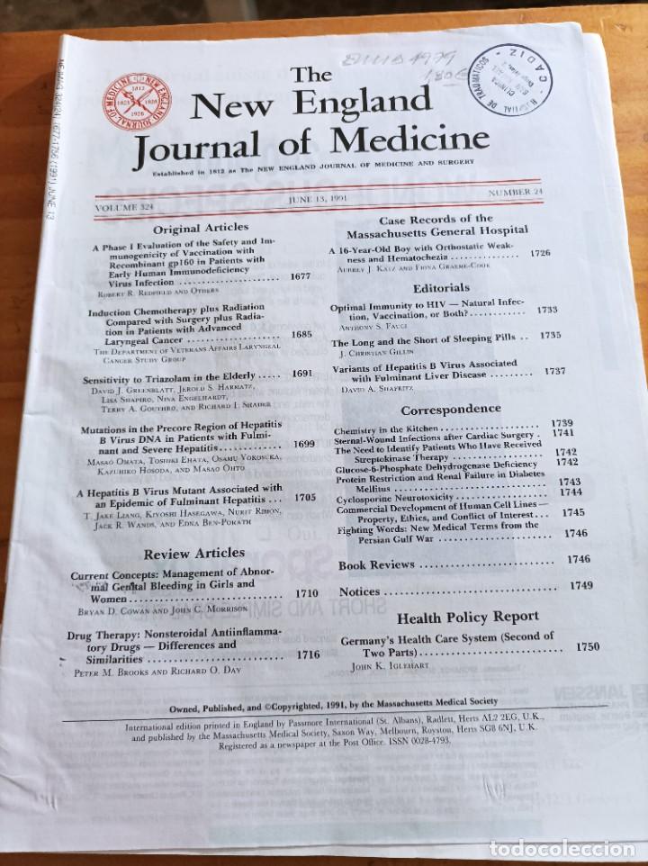 Second hand books: THE NEW ENGLAND JOURNAL OF MEDICINE,V.324,JUNE 13 1991,N.24.VER &Iacute;NDICE.