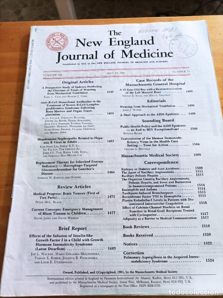 Second hand books: THE NEW ENGLAND JOURNAL OF MEDICINE,V.324, MAYO 25,1991,N.21.VER &Iacute;NDICE.
