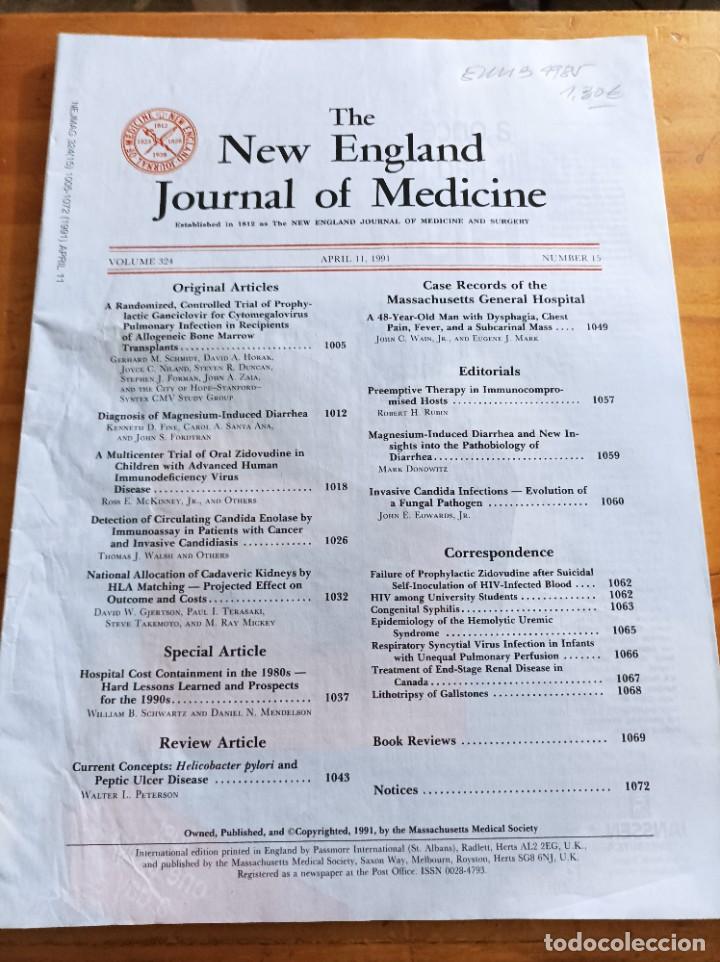 Second hand books: THE NEW ENGLAND JOURNAL OF MEDICINE,V.324,APRIL 11,1991,N.15.VER &Iacute;NDICE.
