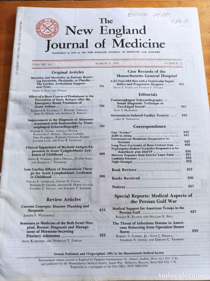 Second hand books: THE NEW ENGLAND JOURNAL OF MEDICINE,V.324,MARCH 21,1991,N.12.VER &Iacute;NDICE.