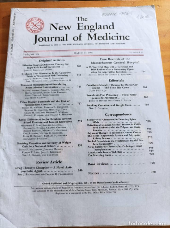 Second hand books: THE NEW ENGLAND JOURNAL OF MEDICINE,V.324,MARCH 14,1991,N.11.VER &Iacute;NDICE.
