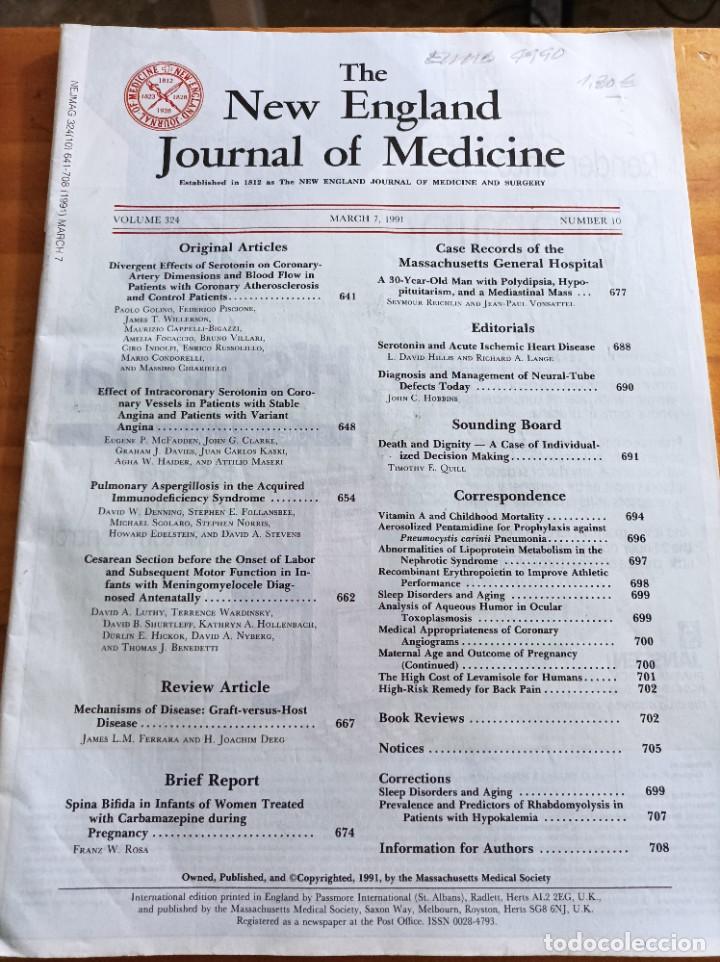 Second hand books: THE NEW ENGLAND JOURNAL OF MEDICINE,V.324,MARCH 7,1991,N.10.VER &Iacute;NDICE.