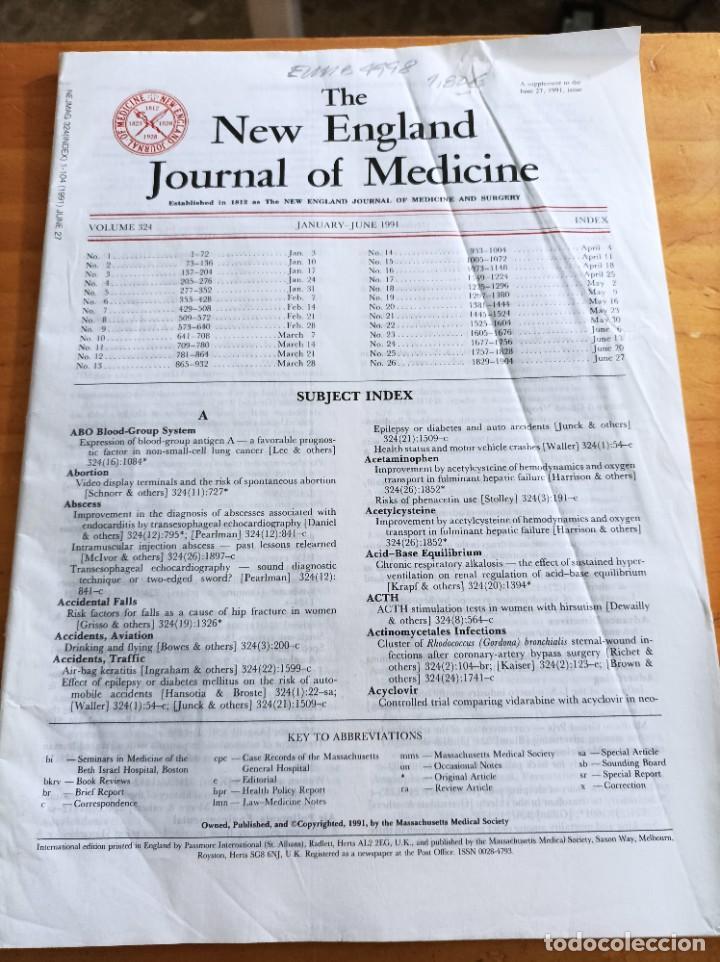 Second hand books: THE NEW ENGLAND JOURNAL OF MEDICINE,V.324, JANUARY-JUNE,,1991,INDEX.VER &Iacute;NDICE.