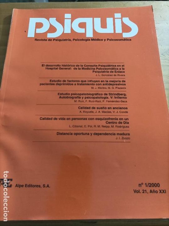 Gebrauchte B&uuml;cher: PSIQUIS.REVISTA DE PSIQUIATR&Iacute;A,PSICOLOGIA MEDICA Y PSICOSOMATICA,N.1,V.21.A&Ntilde;O XXI,2000.VER &Iacute;NDICE.