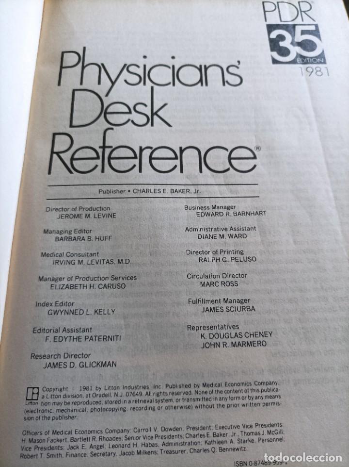 Libros de segunda mano: PHYSICIANS DESK REFERENCE.PDR 35 EDIT,1981.INDICE - Foto 2