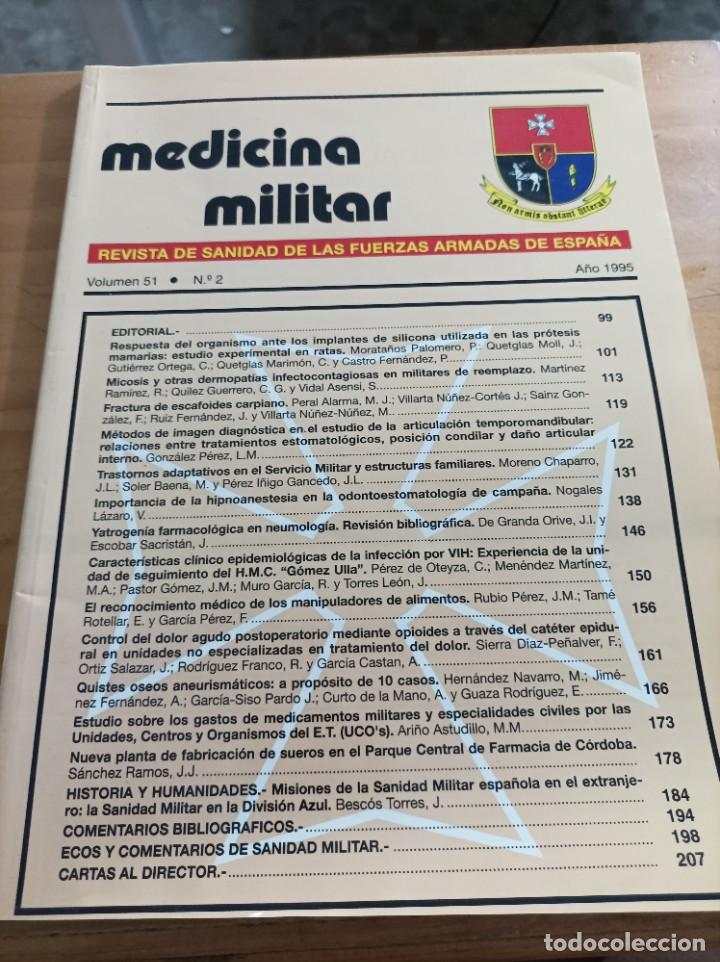 Libros de segunda mano: MEDICINA MILITAR.REVISTA DE SANIDAD DE LAS FUERZAS ARMADAS DE ESPA&Ntilde;A,VOL.51,N.2,A&Ntilde;O 1995.VER INDICE.