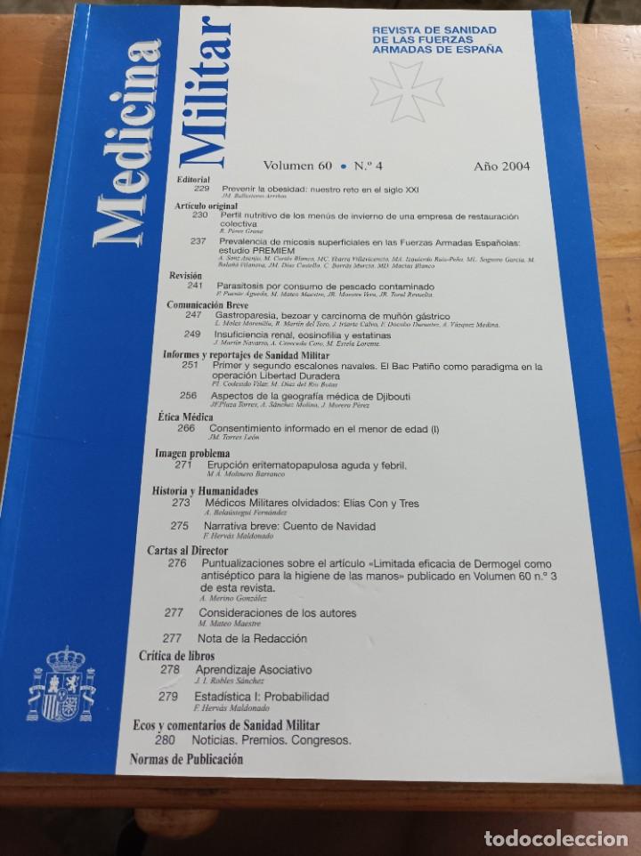 Libros de segunda mano: MEDICINA MILITAR.REVISTA DE SANIDAD DE LAS FUERZAS ARMADAS DE ESPA&Ntilde;A,VOL.60,N.4,A&Ntilde;O 2004.VER INDICE.