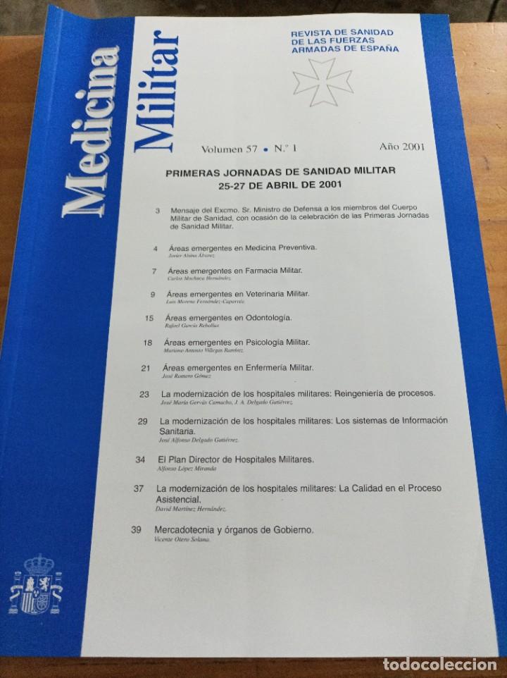 Libros de segunda mano: MEDICINA MILITAR.REVISTA DE SANIDAD DE LAS FUERZAS ARMADAS DE ESPA&Ntilde;A,VOL.57,N.1,A&Ntilde;O 2001.VER INDICE.