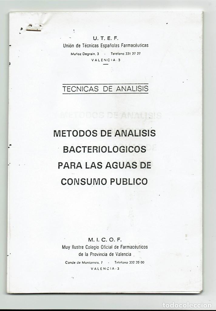 Libros de segunda mano: Fotocopia del libro M&eacute;todos de an&aacute;lisis bacteriol&oacute;gicos para las aguas de consumo p&uacute;blico