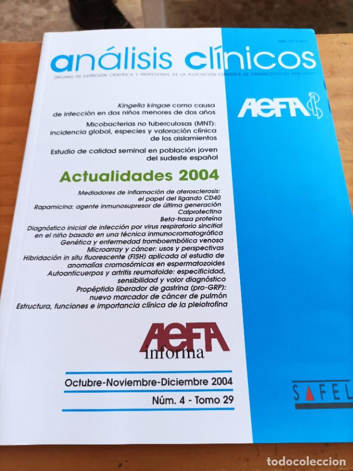 Second hand books: REVISTA ANALISIS CLINICOS,OCT&NOV-DIC. 2004,NUM.4,TOMO 29,VER &Iacute;NDICE.